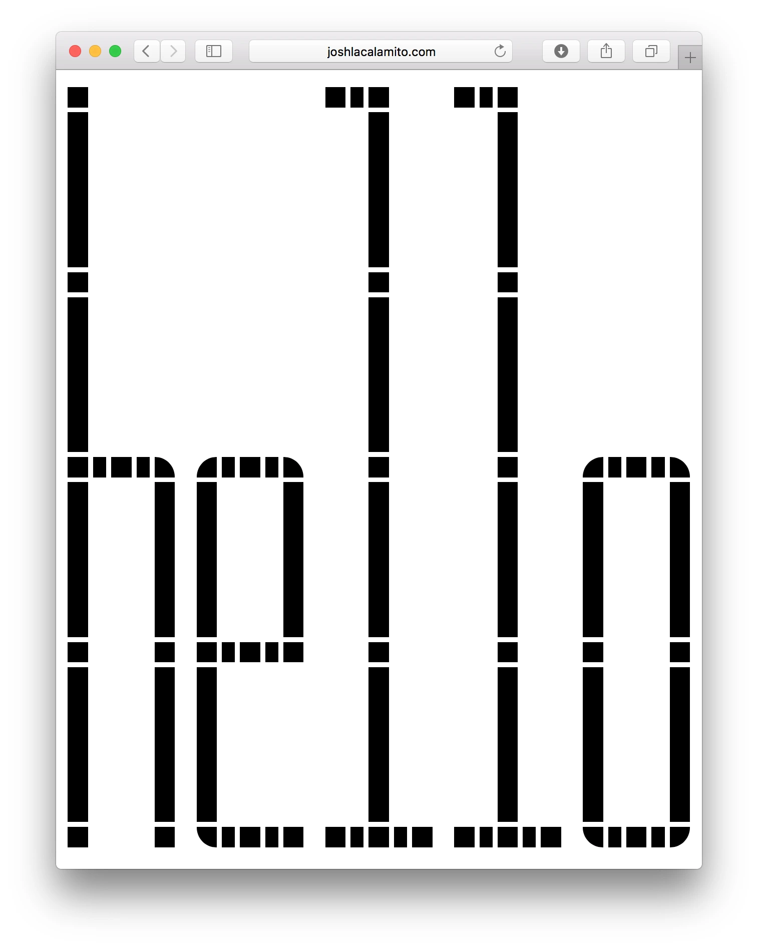 Original GridType screenshot showing elongated modular HELLO lettering.