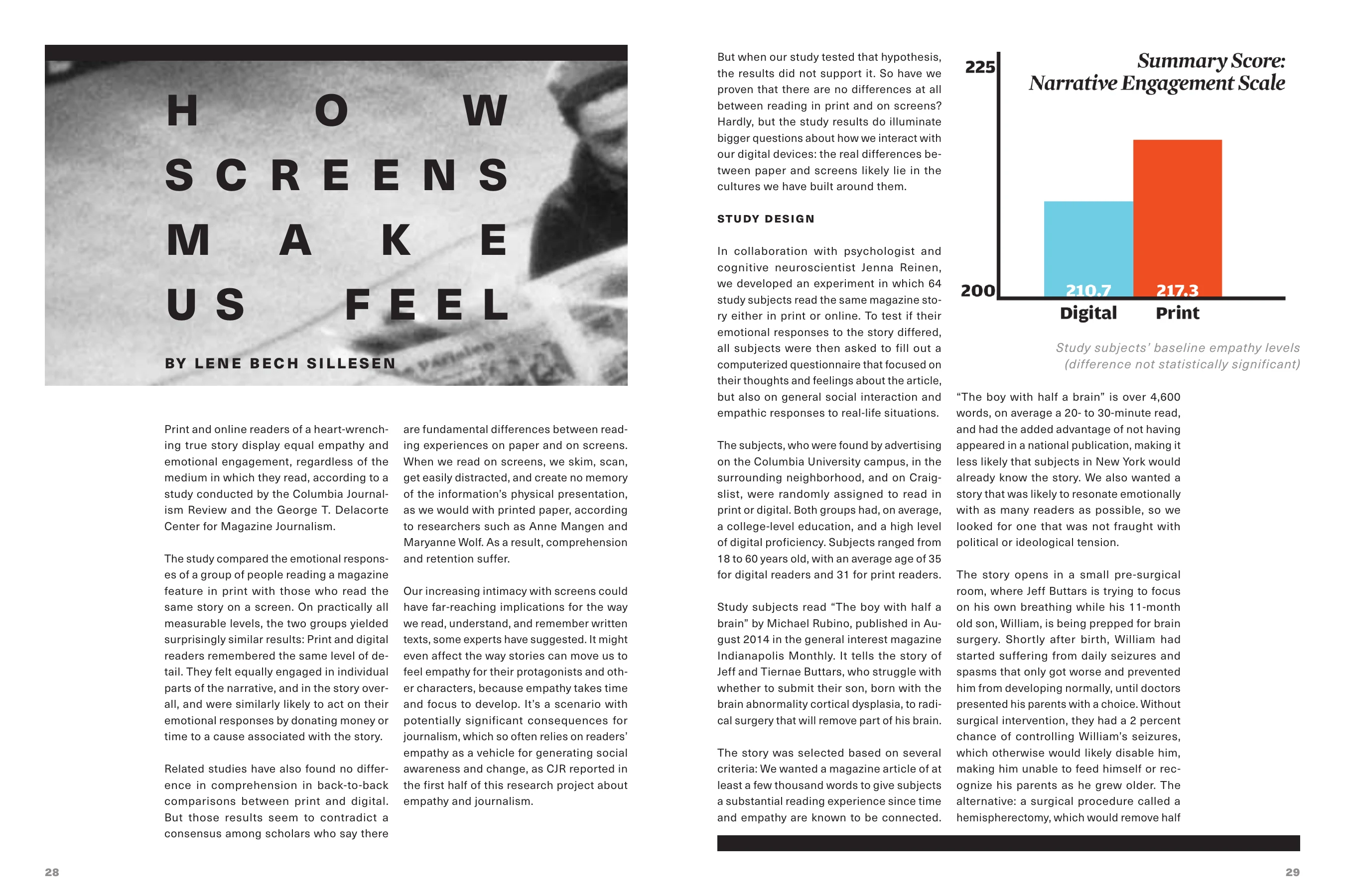How Screens Make Us Feel article with a photographic header and two-column text.
