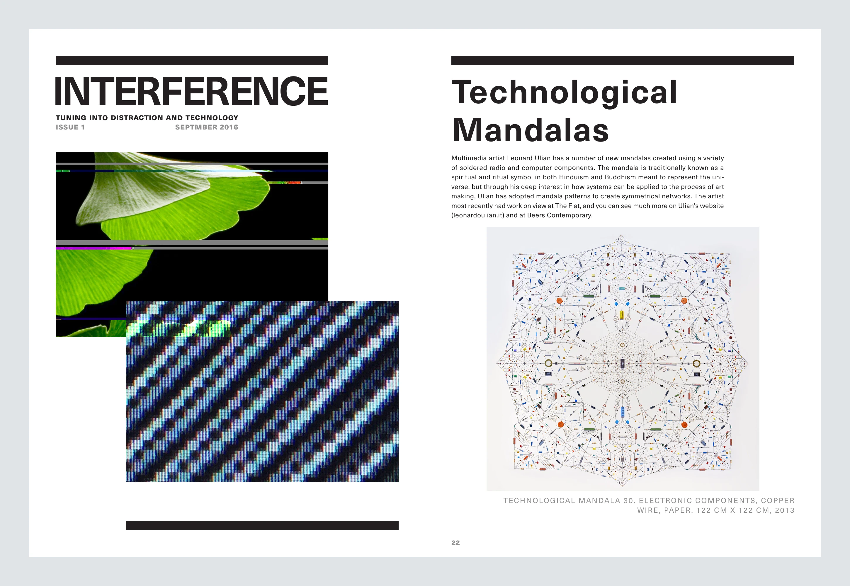Flat PDF exports: the cover of Interference and the opening page of Technological Mandalas.